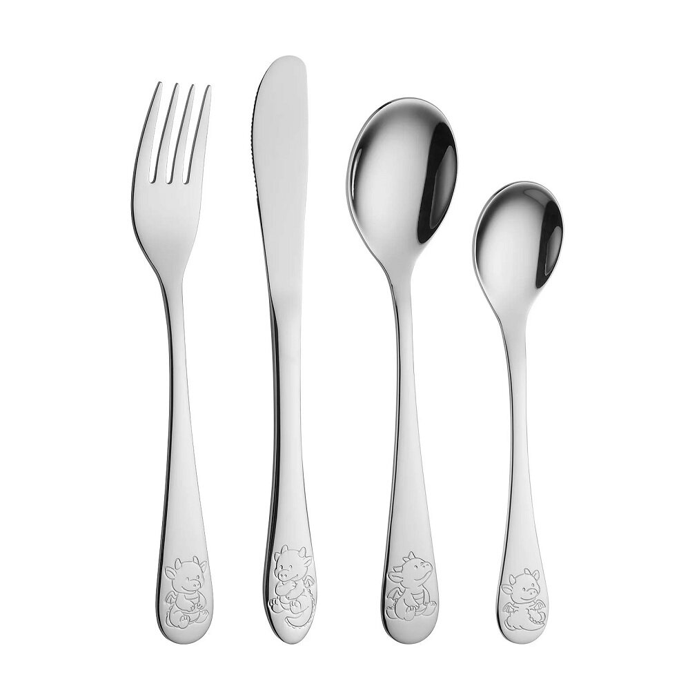 Taufgeschenk Drache - Besteckset mit Kuscheltier