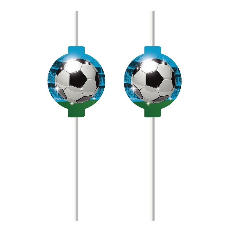 Fußballfans - Papier Trinkhalme 4er-Pack