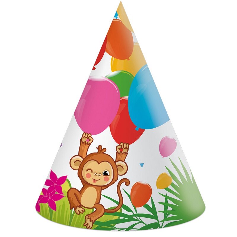 Jungle Balloons - Partyhüte 6er-Pack