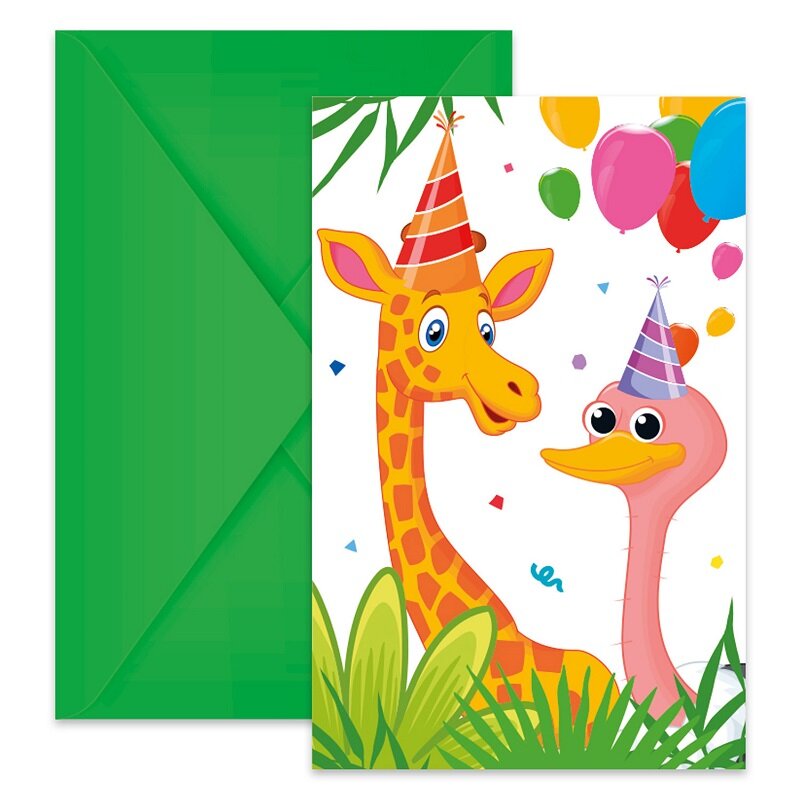 Jungle Balloons - Einladungskarten mit Briefumschlägen, 6er-Pack