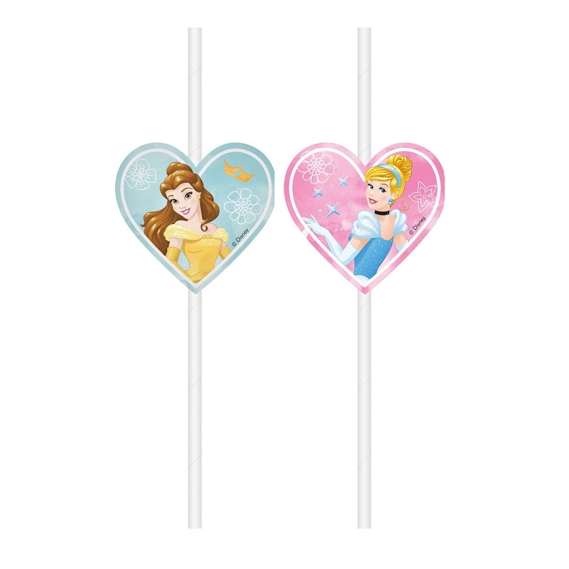 Disney Prinzessinnen - Papiertrinkhalme im 4er-Pack