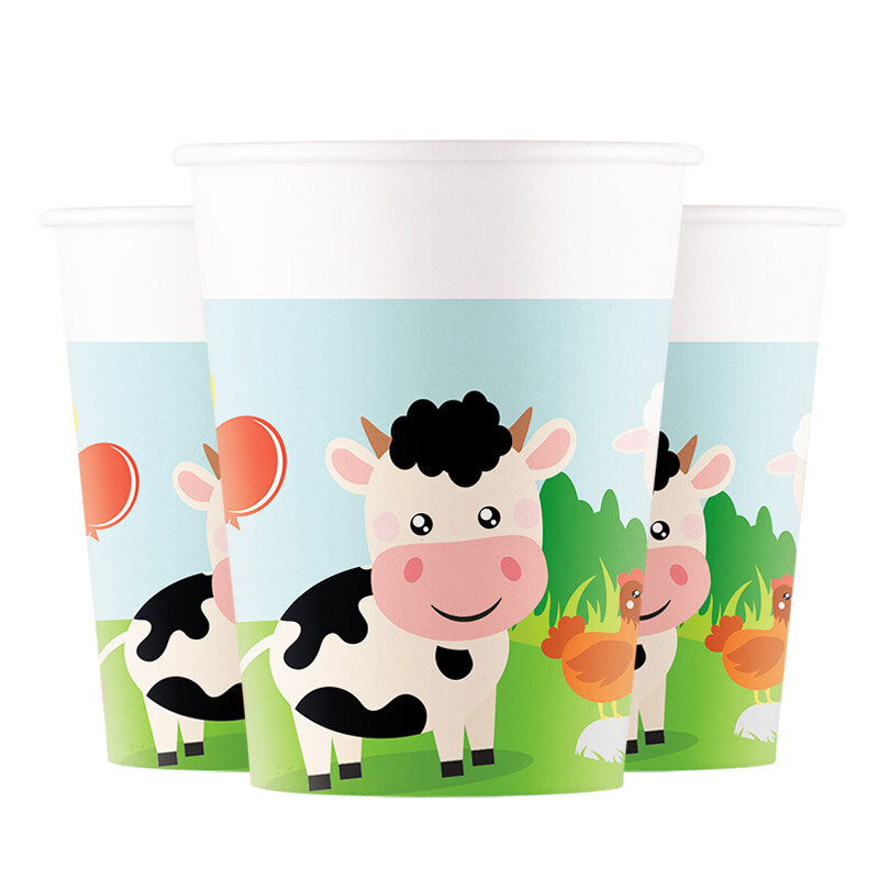 Bauernhof - Pappbecher 8er-Pack