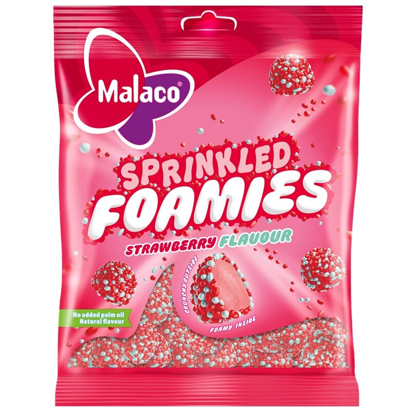 Malaco Sprinkled Foamies Strawberry 110 Gramm