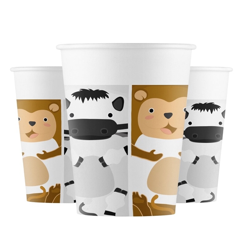 Zoo Tiere - Pappbecher 8er-Pack