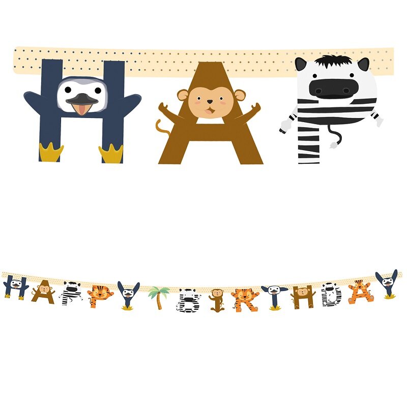 Zoo Tiere - Girlande Happy Birthday