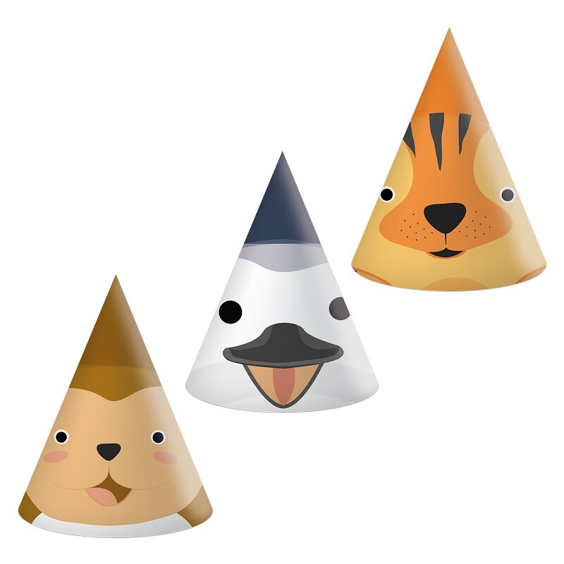 Zoo Tiere - Partyhüte 6er-Pack