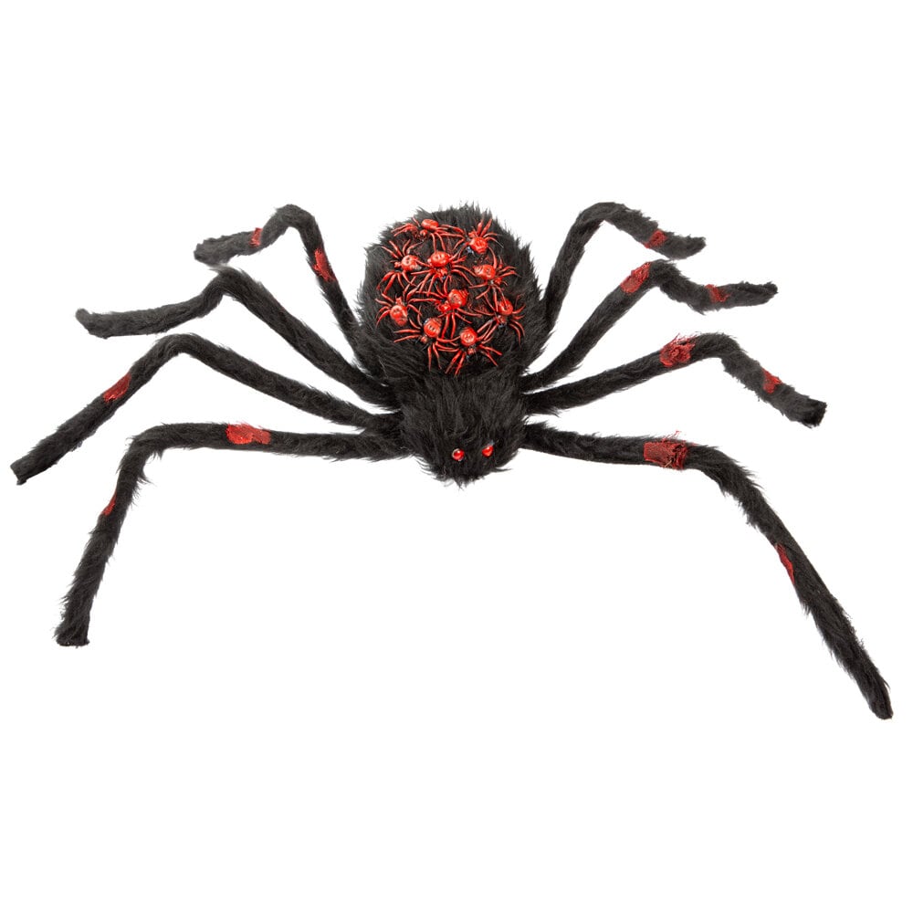 Gruselige Spinne mit kleinen roten Spinnen 75 cm