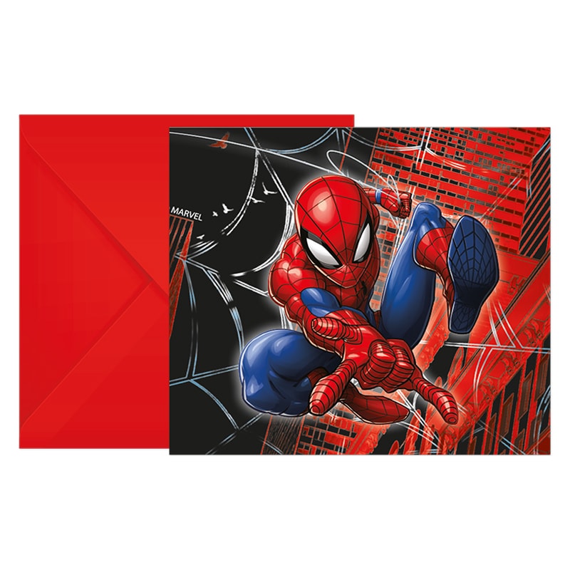 Spider-Man Einladungskarten mit Umschlägen 6er-Pack