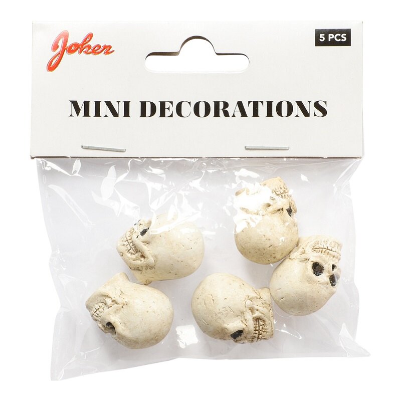 Halloweendekoration - Kleine Totenköpfe 2,2 cm 5er-Pack