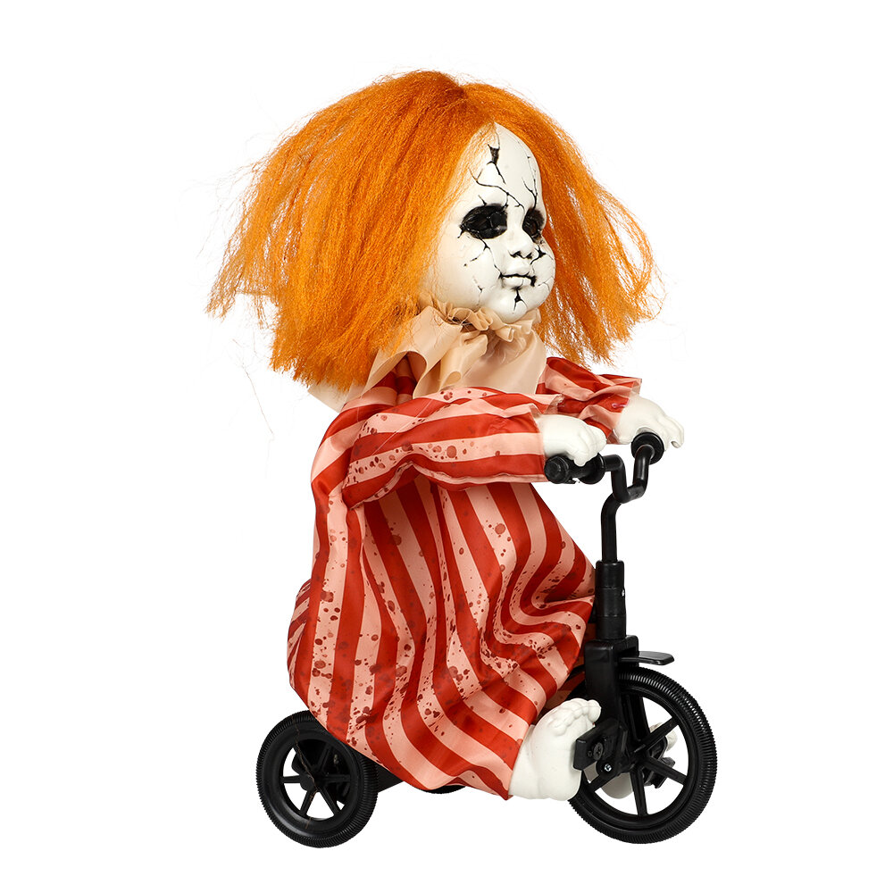 Animierte Halloween-Dekoration: Mädchen auf Fahrrad
