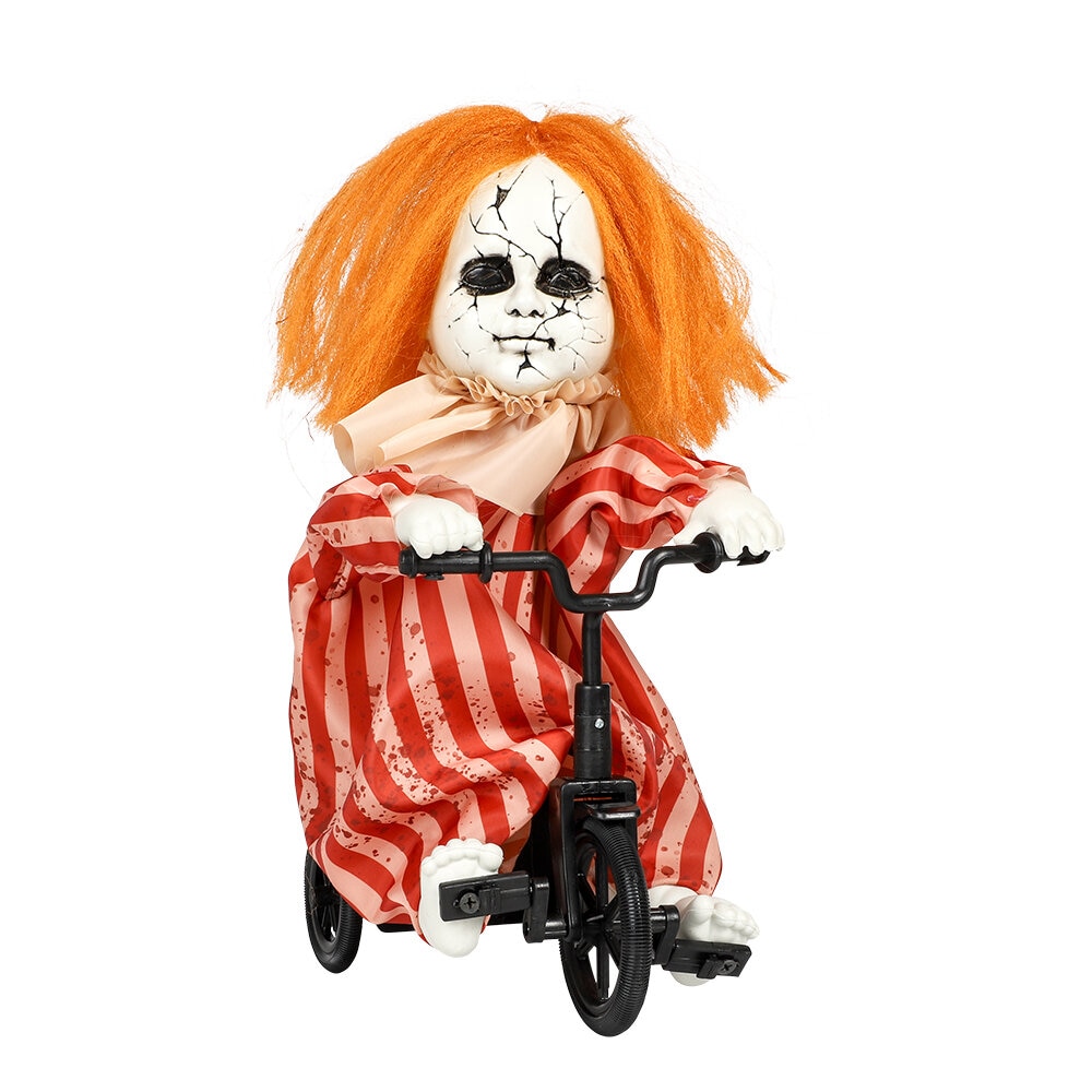 Animierte Halloween-Dekoration: Mädchen auf Fahrrad
