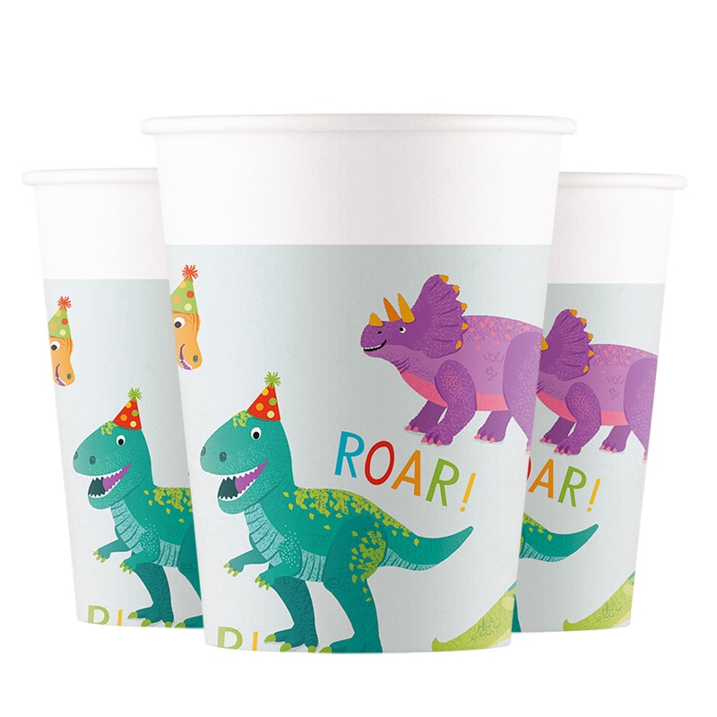 Dino Party Pappbecher 8er-Pack