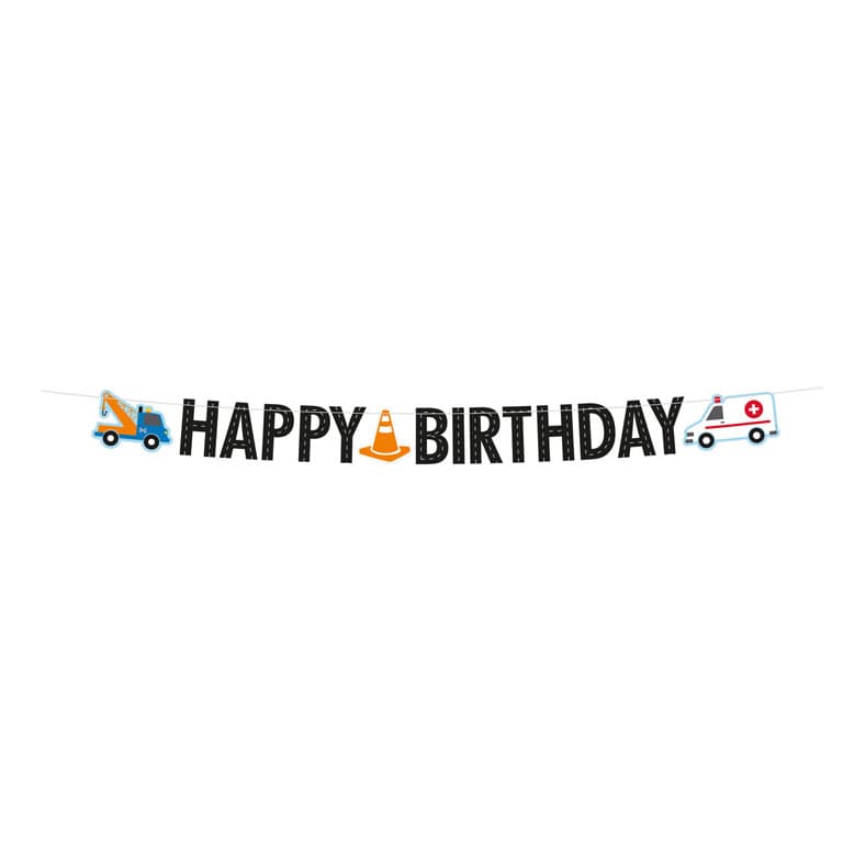 Fahrzeug-Motto - Girlande Happy Birthday
