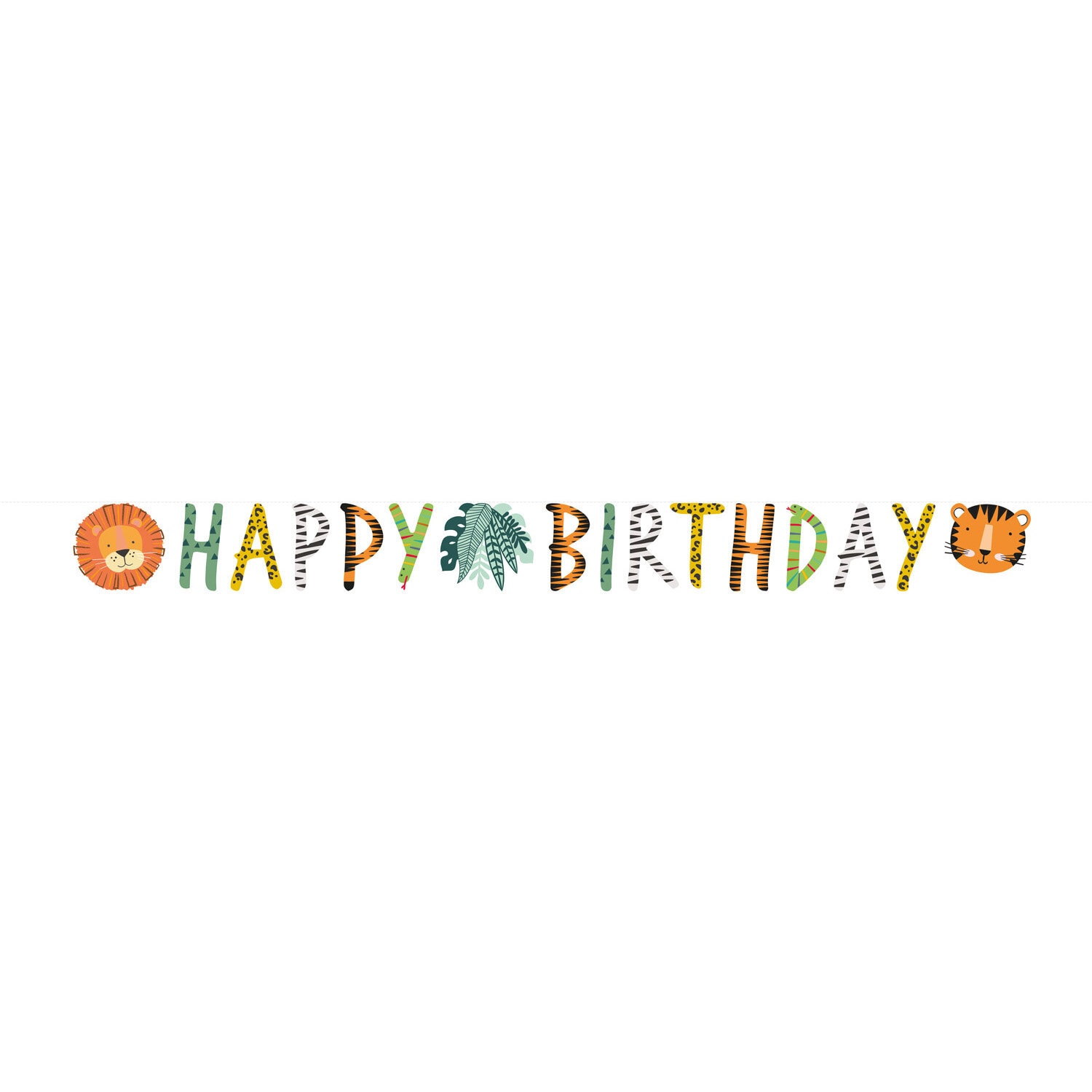 Safaritiere - Girlande Happy Birthday