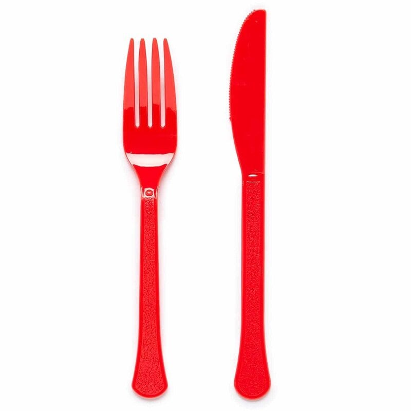 Plastikbesteck Rot 24er-Pack