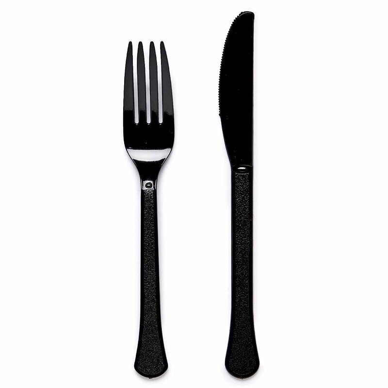 Plastikbesteck Schwarz 24er-Pack