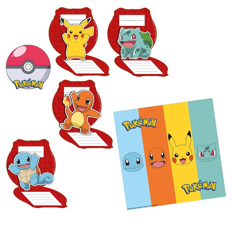Pokémon - Einladungskarten mit Briefumschlägen 8er Pack