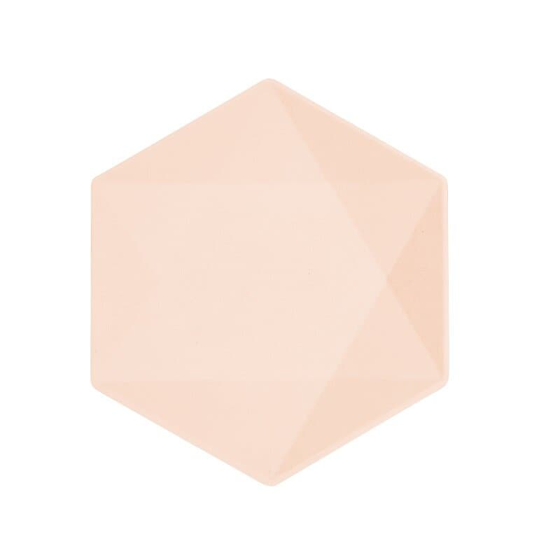 Deko-Teller Premium Hexagon 21 cm Aprikose 6er-Pack
