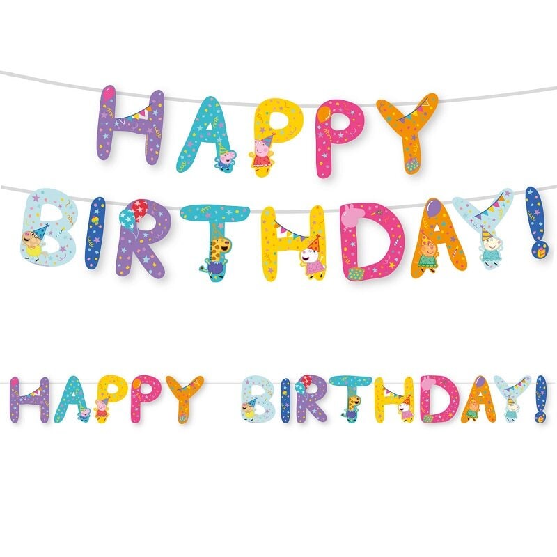 Peppa Wutz Geburtstag - Girlande Happy Birthday