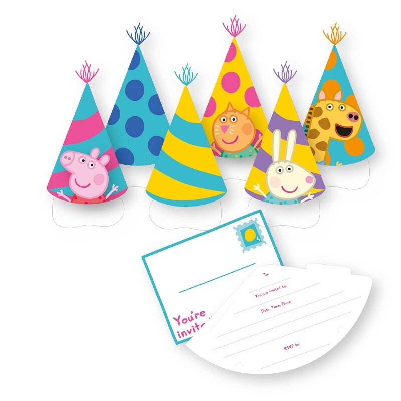 Peppa Wutz Geburtstag - Einladungskarten mit Briefumschläge 6er-Pack