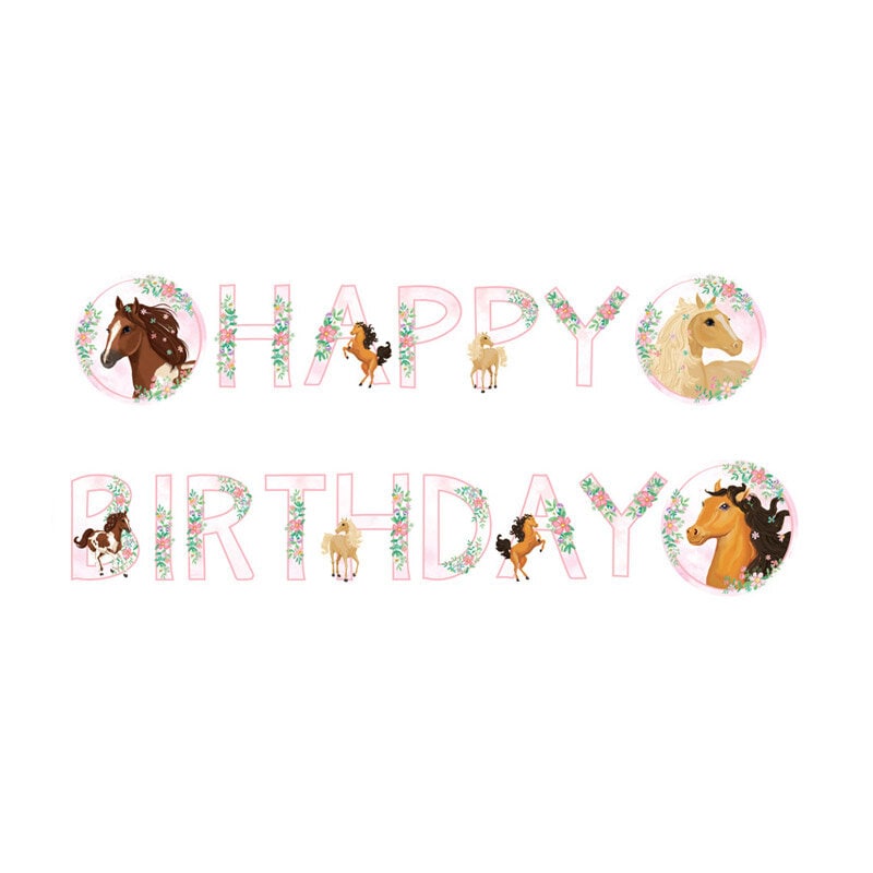 Beautiful Horses - Girlande Happy Birthday