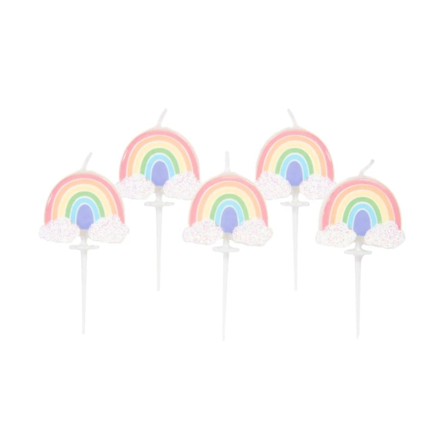 Tortenkerzen Pastell Regenbögen 5er-Pack