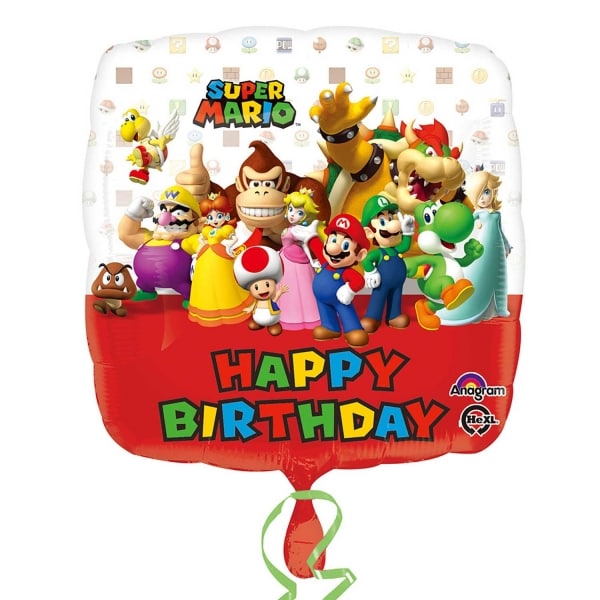 Super Mario - Folienballon Happy Birthday 43 cm
