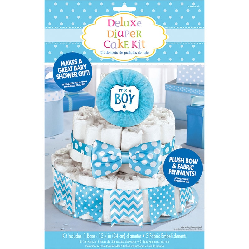 DIY Windeltorte, Blau. Jungen Deko Set 4-teilig