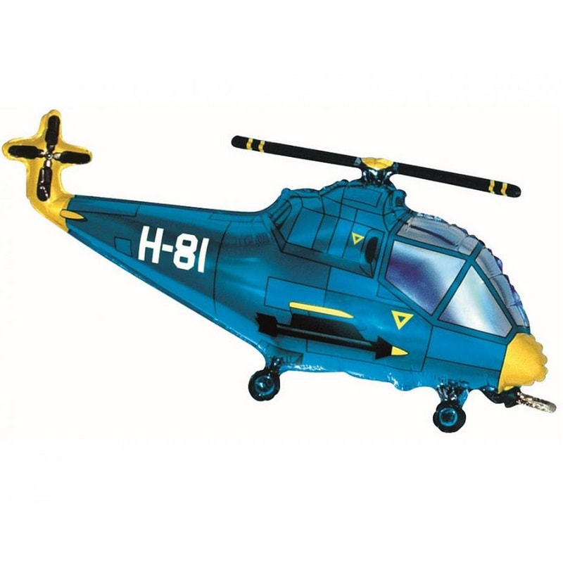 Folienballon - Blauer Hubschrauber 96 cm