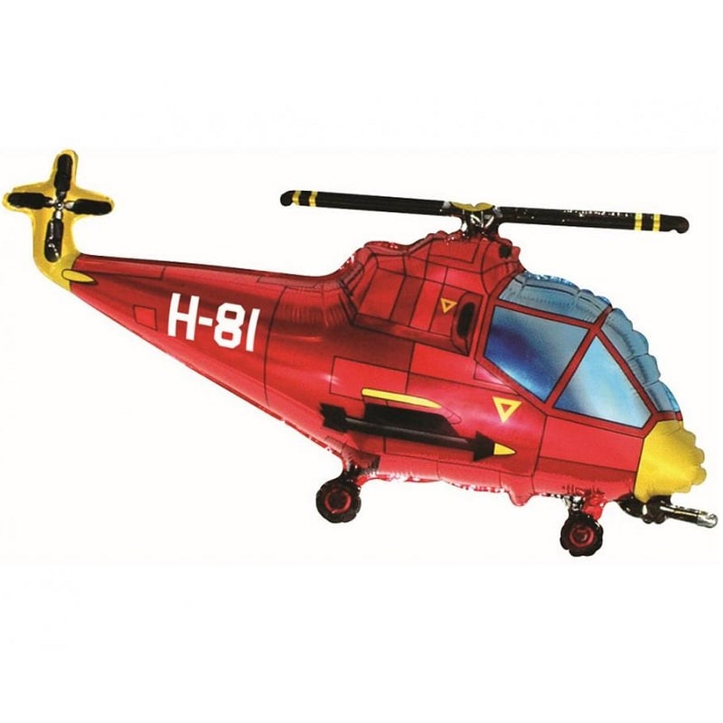 Folienballon - Roter Hubschrauber 96 cm