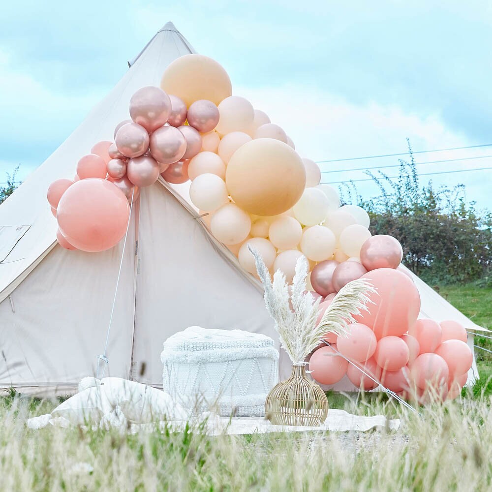 DIY Deluxe Ballongirlande - Pfirsich, Natur und Roségold