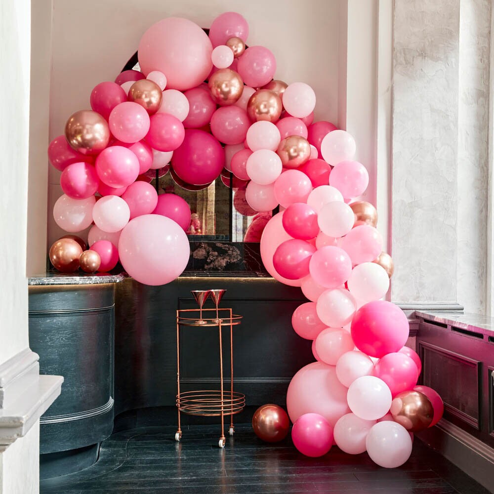 DIY Deluxe Ballongirlande - Rosa und Roségold