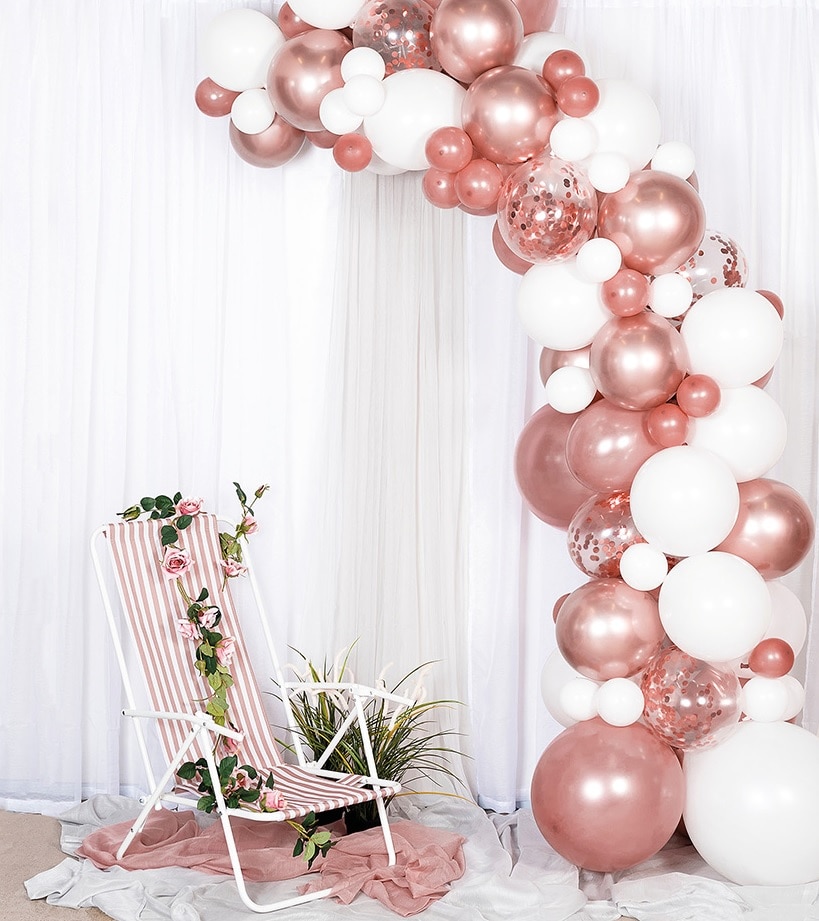 DIY Deluxe Ballongirlande - Roségold/Weiß