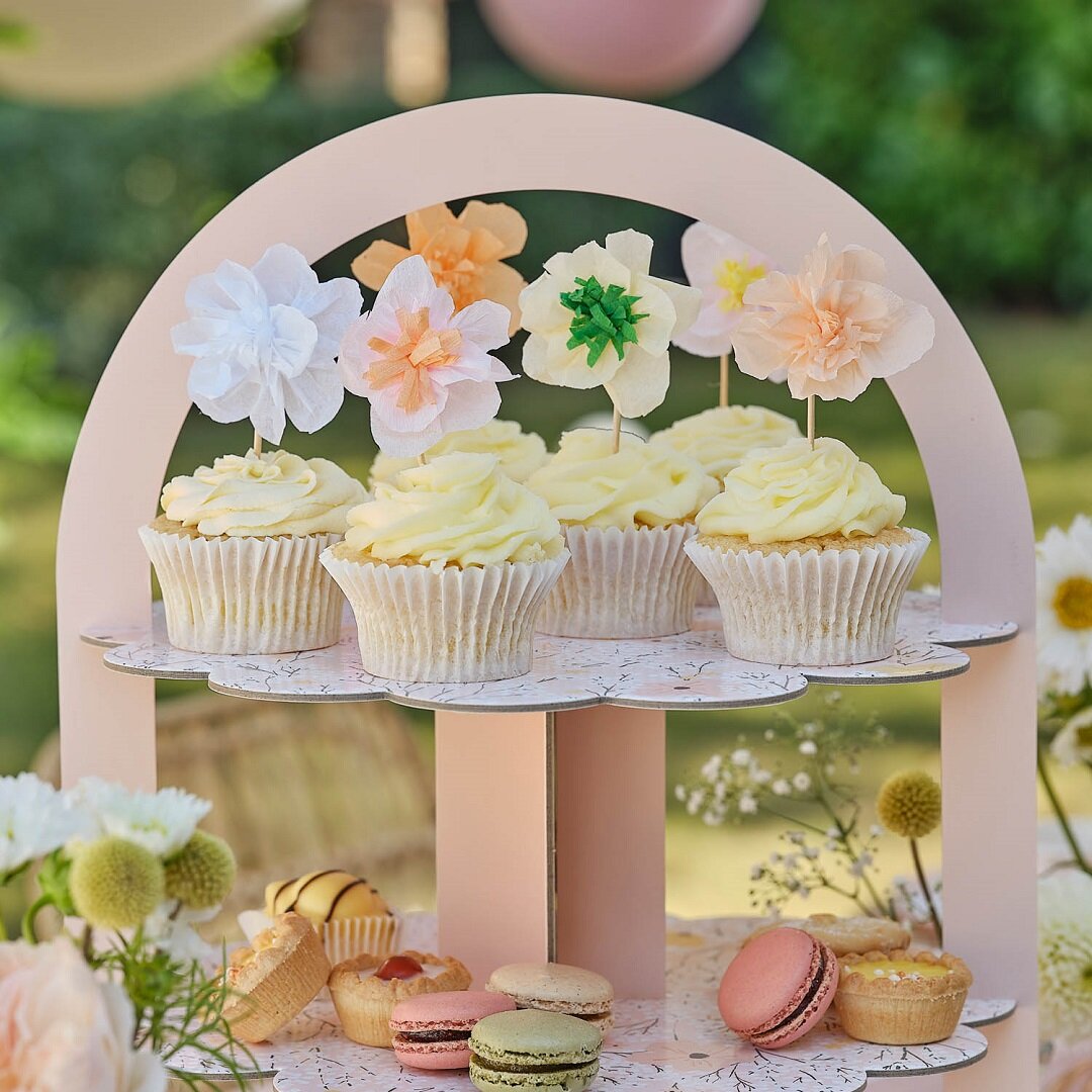 Pink Floral - Cupcake Topper Blumen 12er-Pack