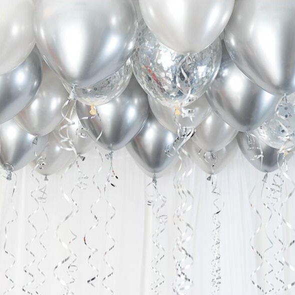 Ballon-Set für die Decke - Silber/Chrom