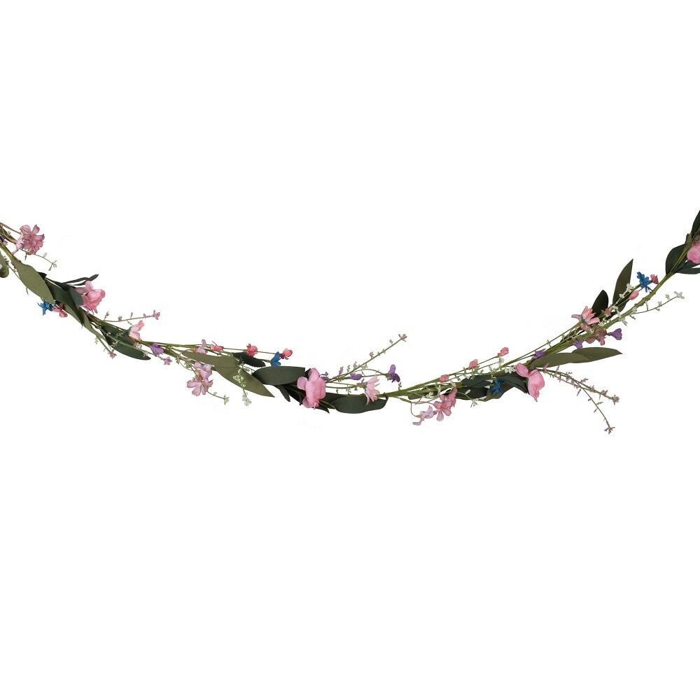 Blumengirlande aus Kunstmaterial mit Sommerblumen 190 cm