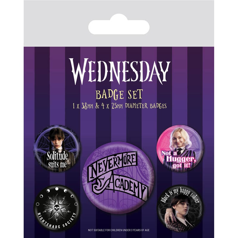 Wednesday - Ansteckbuttons 5er-Pack