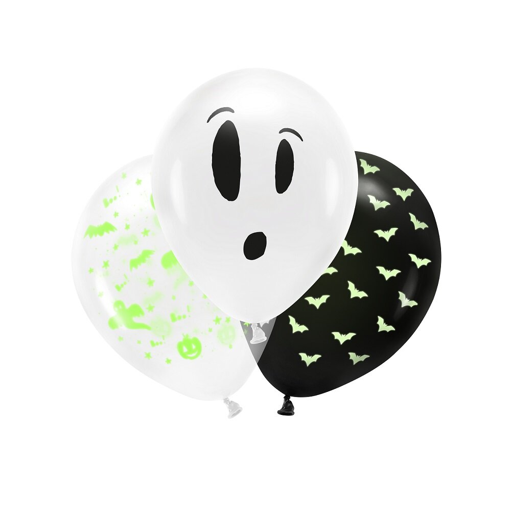 Halloweenballons Glow in the dark 3er-Pack