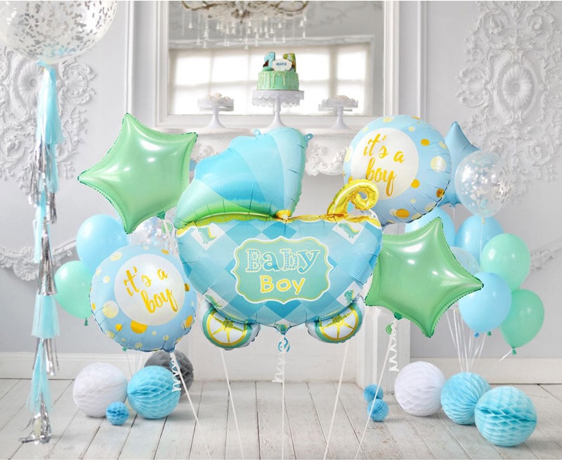 Ballon Bouquet - Blauer Kinderwagen