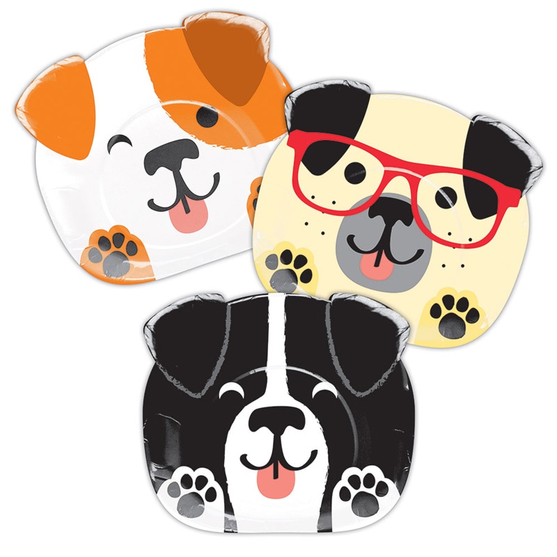 Hundeparty - Geformte Teller 8er-Pack