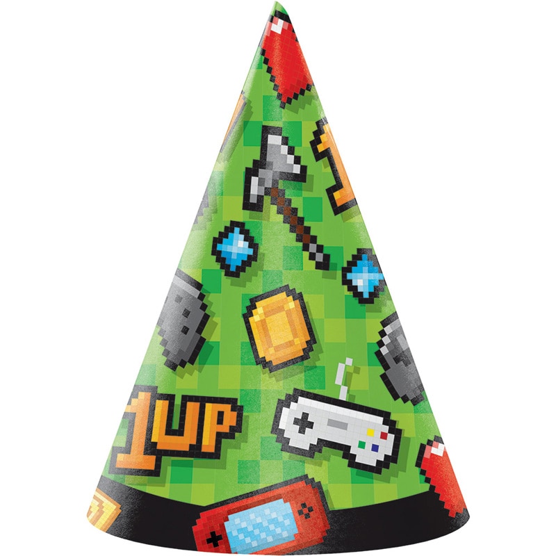 Gaming Party - Partyhüte 8er-Pack