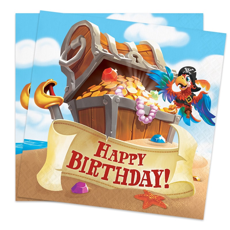 Pirates Treasure - Servietten Happy Birthday 16er Pack