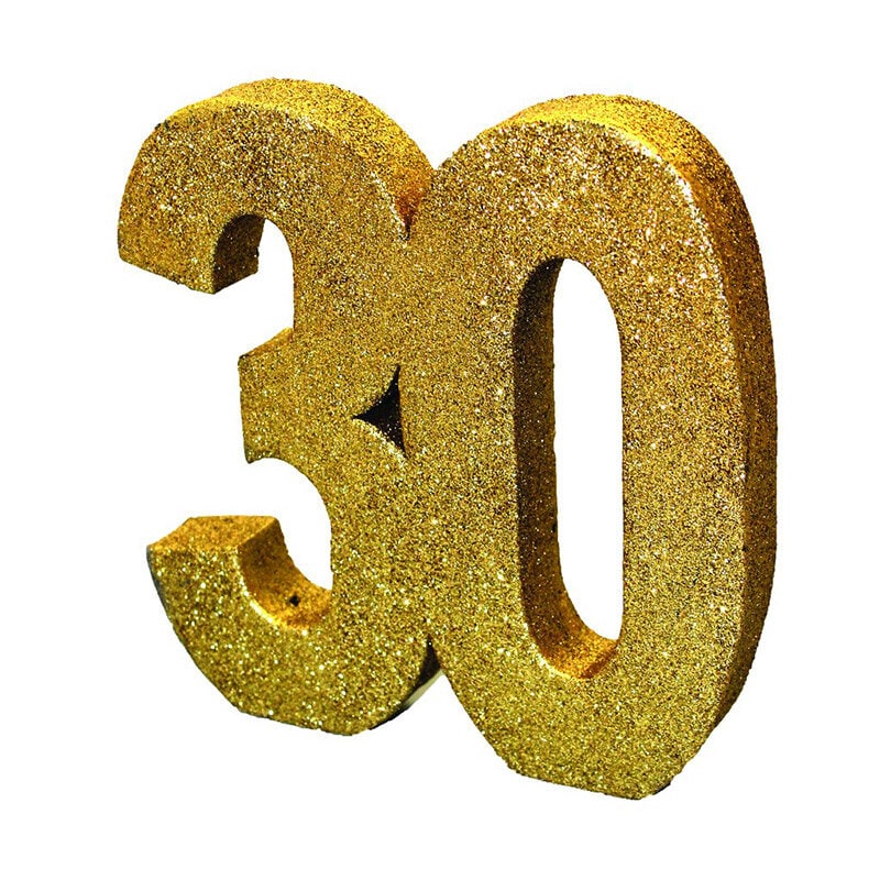 Goldglitzernde Tischdekoration 30. Geburtstag