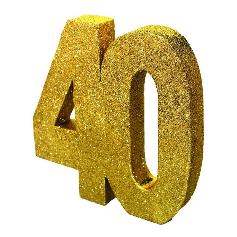 Goldglitzernde Tischdekoration 40. Geburtstag