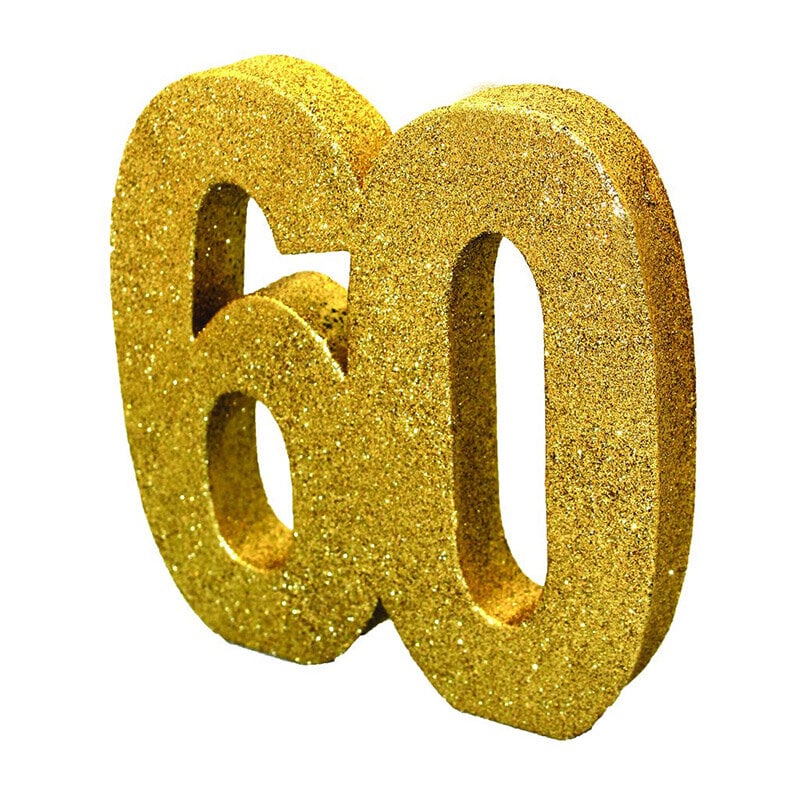 Goldglitzernde Tischdekoration 60. Geburtstag