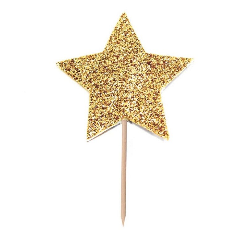 Cupcake Topper- goldglitzernde Sternen 12er-Pack