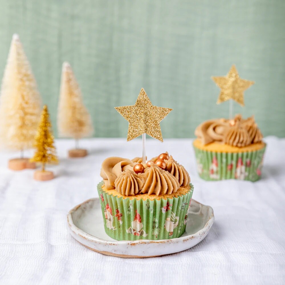 Cupcake Topper- goldglitzernde Sternen 12er-Pack