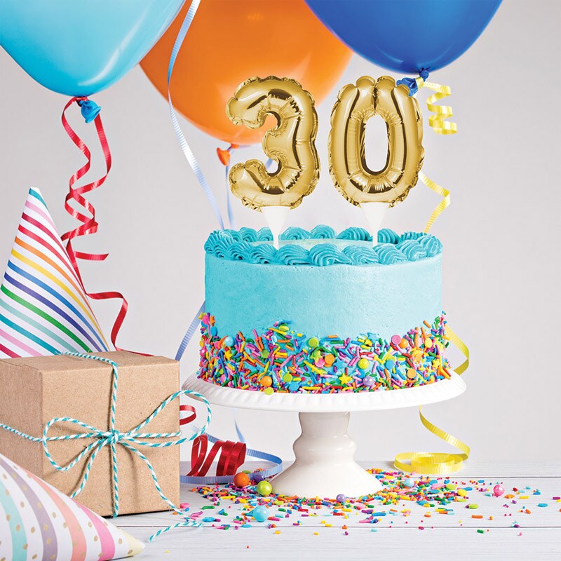 Tortendekoration, Folienballon Gold 0-9