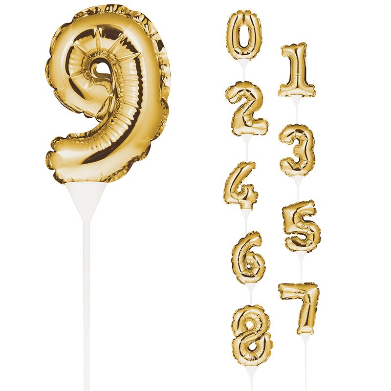 Tortendekoration, Folienballon Gold 0-9