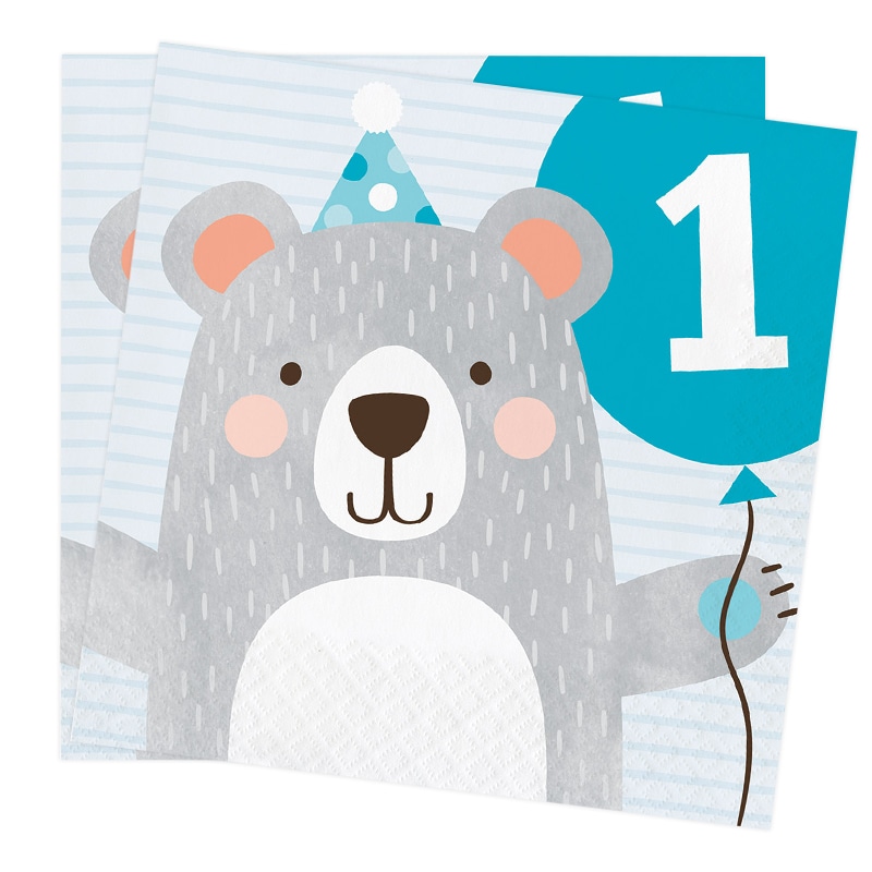 Birthday Bear - Servietten 1. Geburtstag 16er-Pack